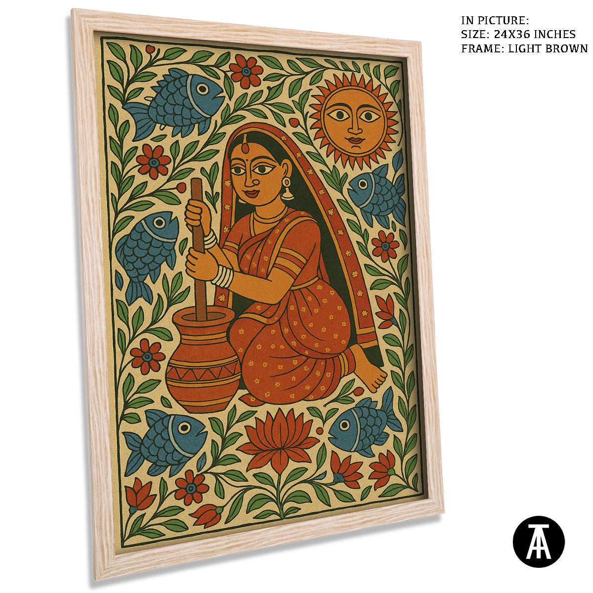 Artwork in Light Brown Frame