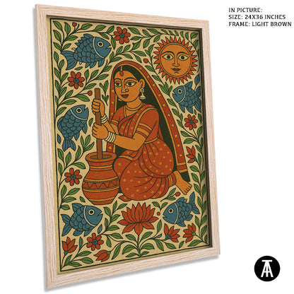 Artwork in Light Brown Frame