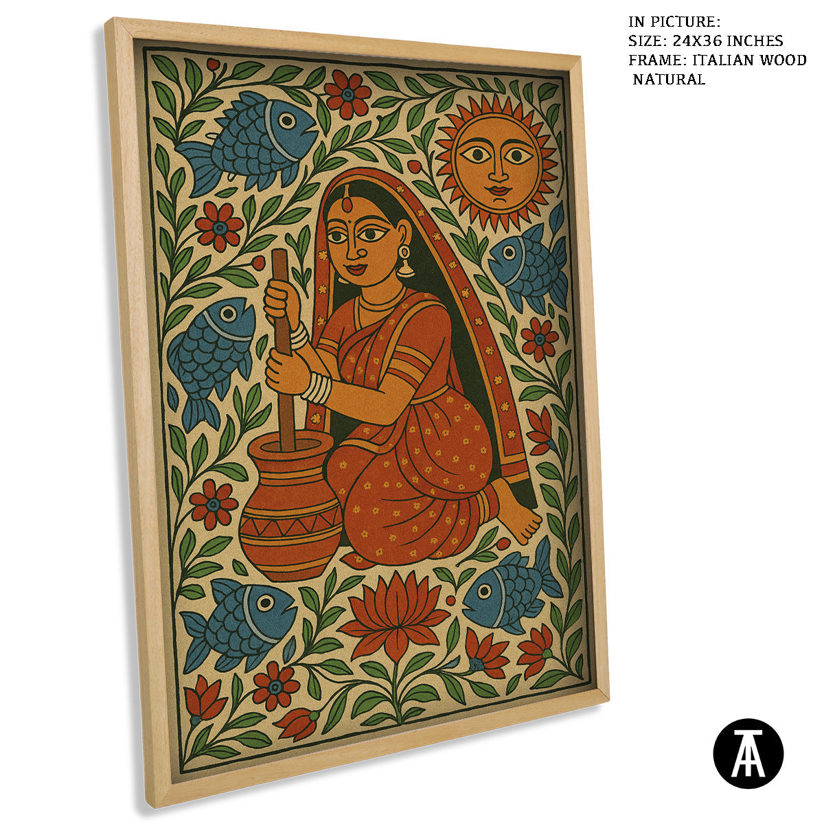Artwork in Natural Wood Frame