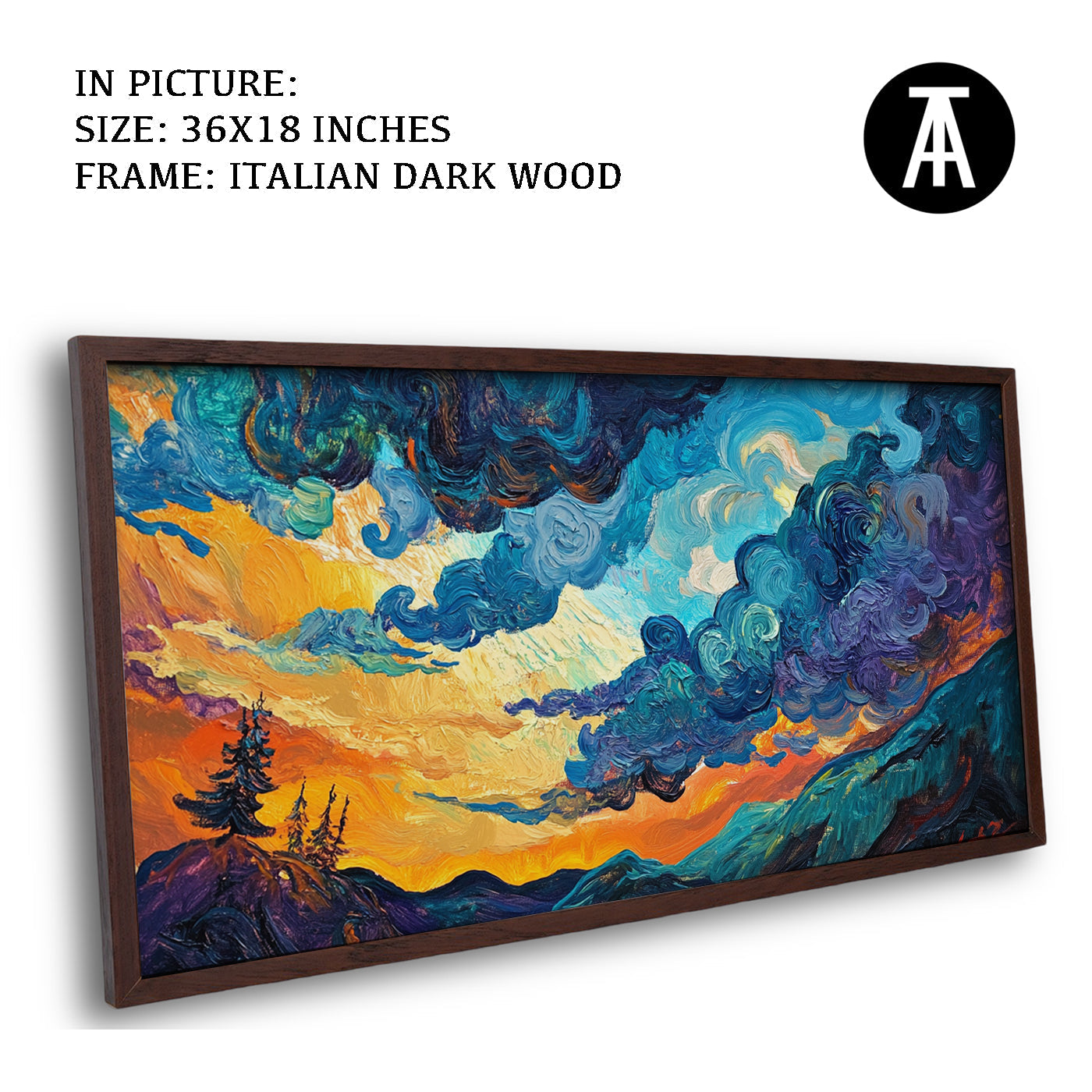 Artwork in Dark Wood Frame