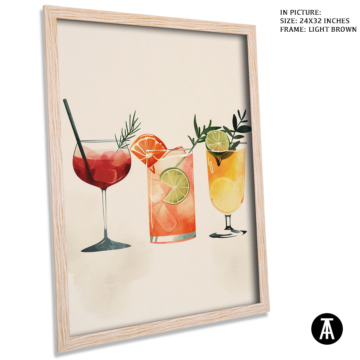 Artwork in Light Brown Frame