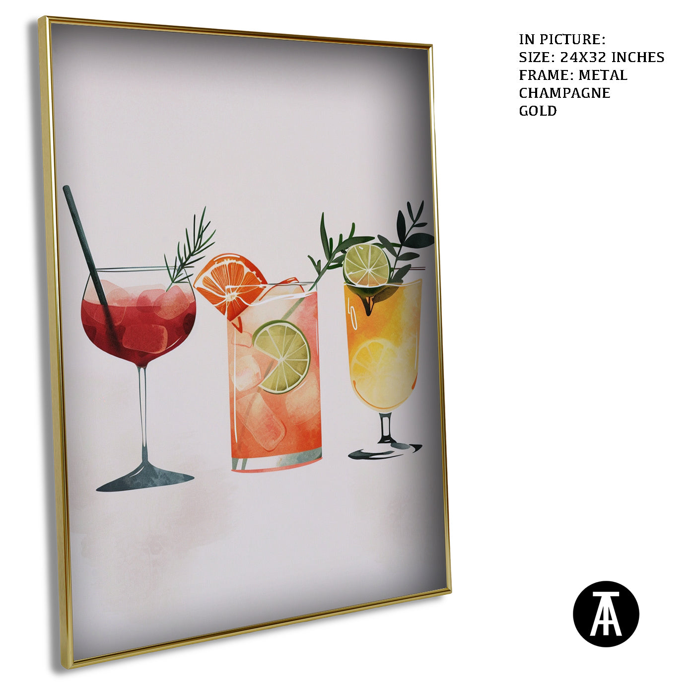 Artwork in Metal Champagne Gold Frame