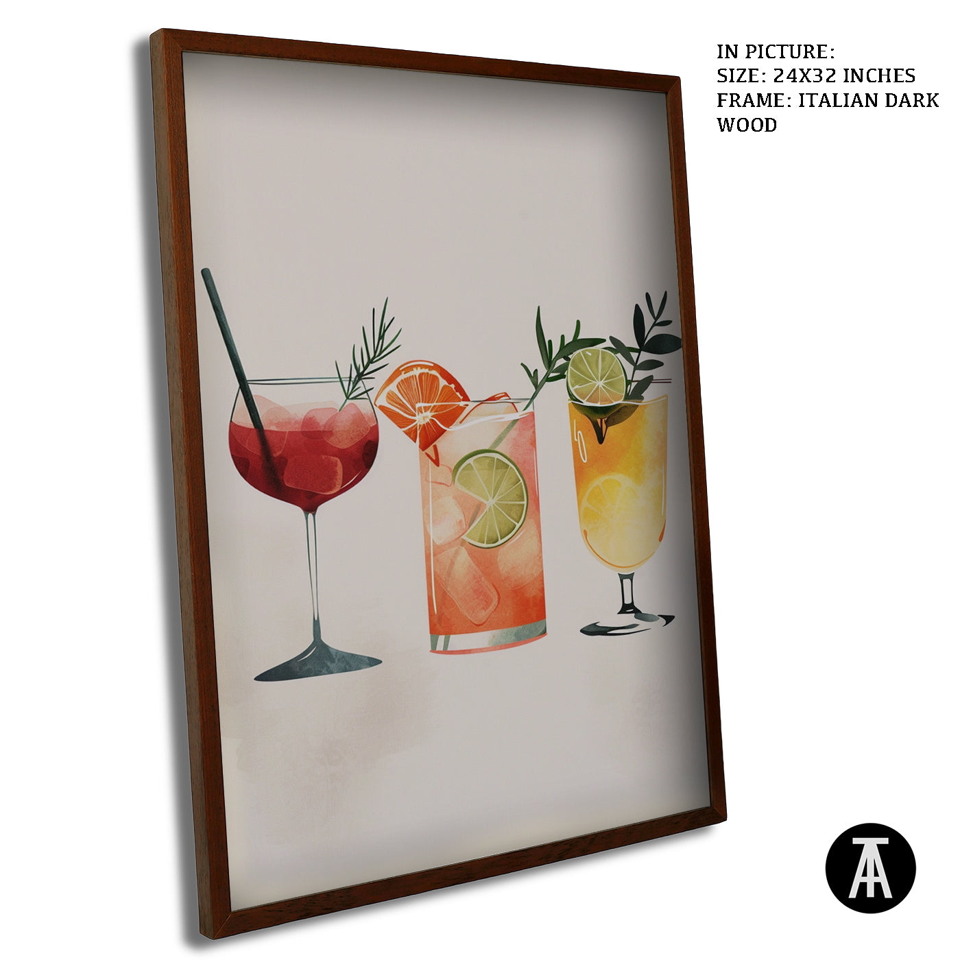 Artwork in Dark Wood Frame