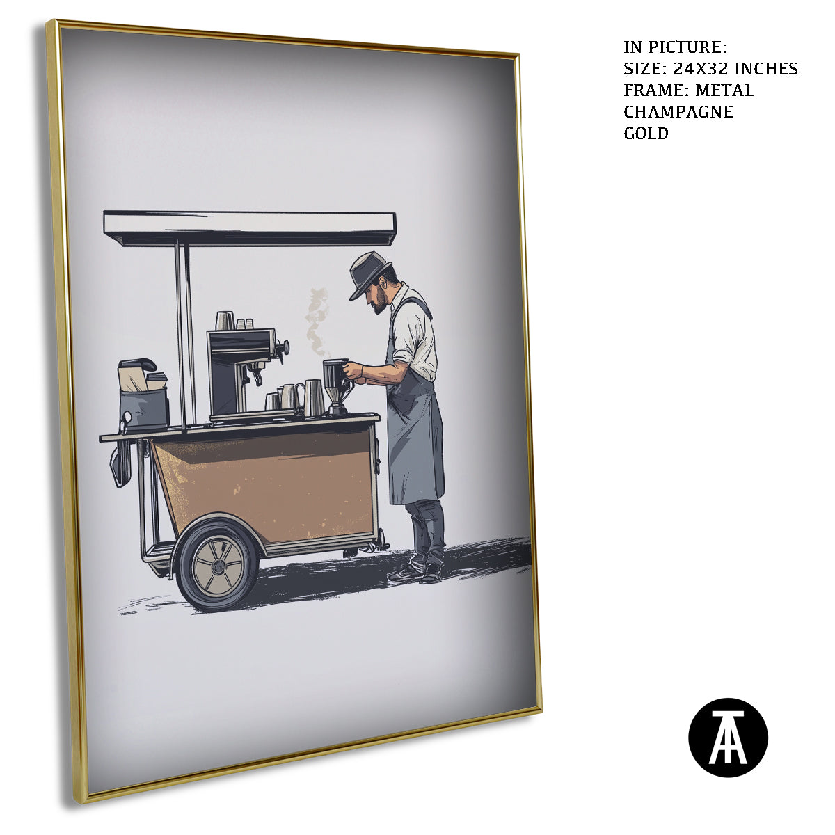 Artwork in Light Brown Frame