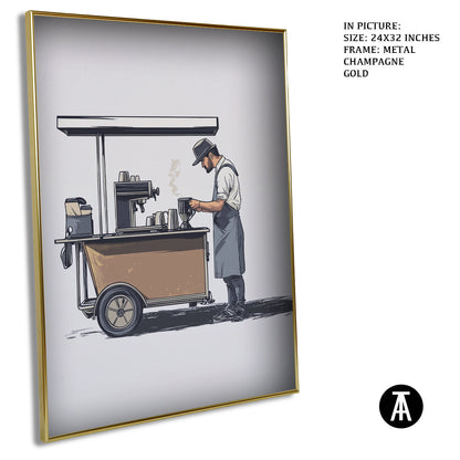 Artwork in Light Brown Frame
