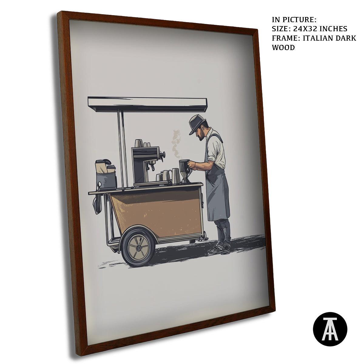 Artwork in Dark Wood Frame