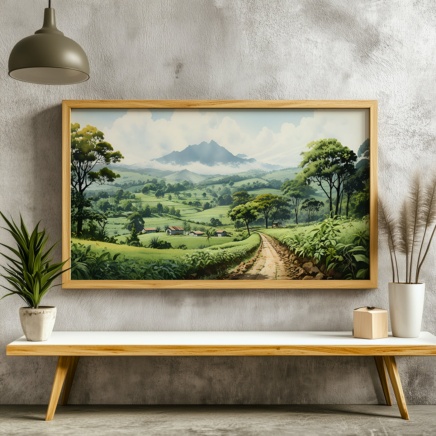 Panoramic Indian Painting in a Lifestyle Setting