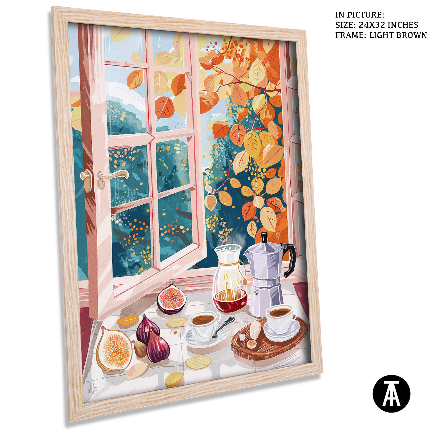 Artwork in Light Brown Frame