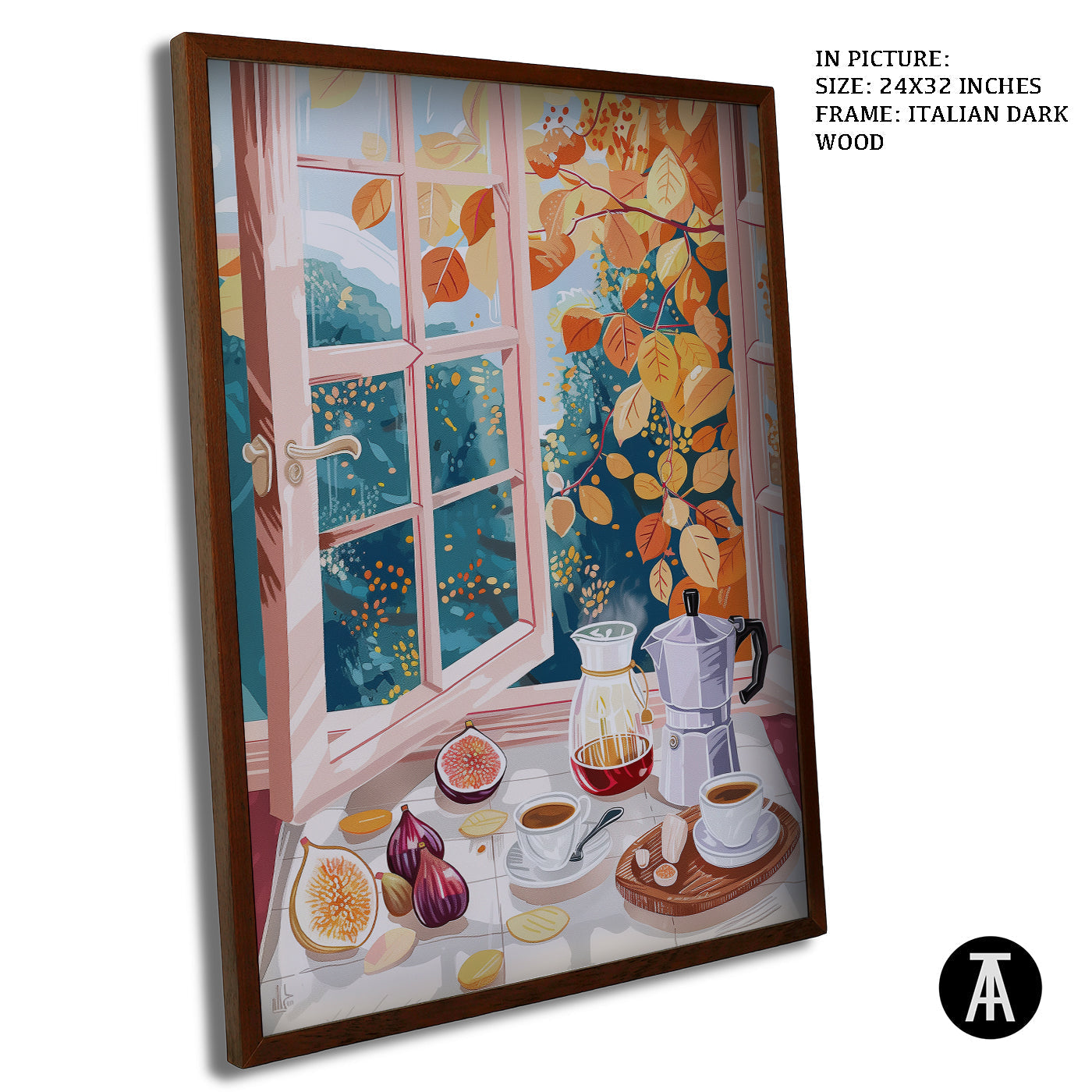Artwork in Dark Wood Frame