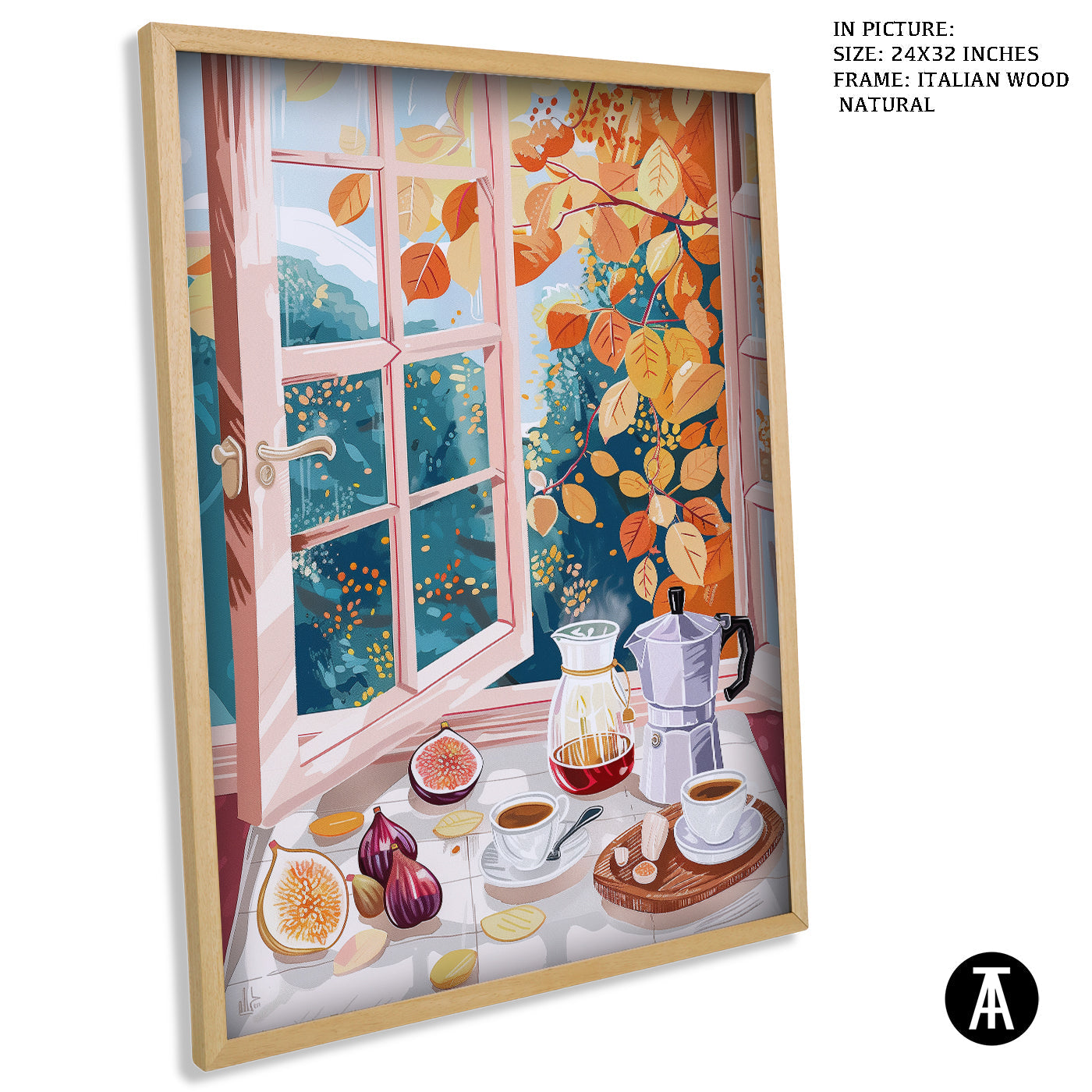 Artwork in Natural Wood Frame