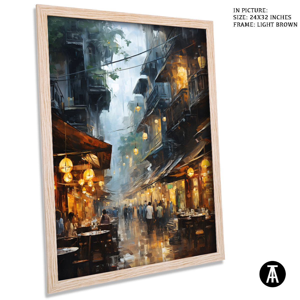 Sample Artwork in Light Brown Frame