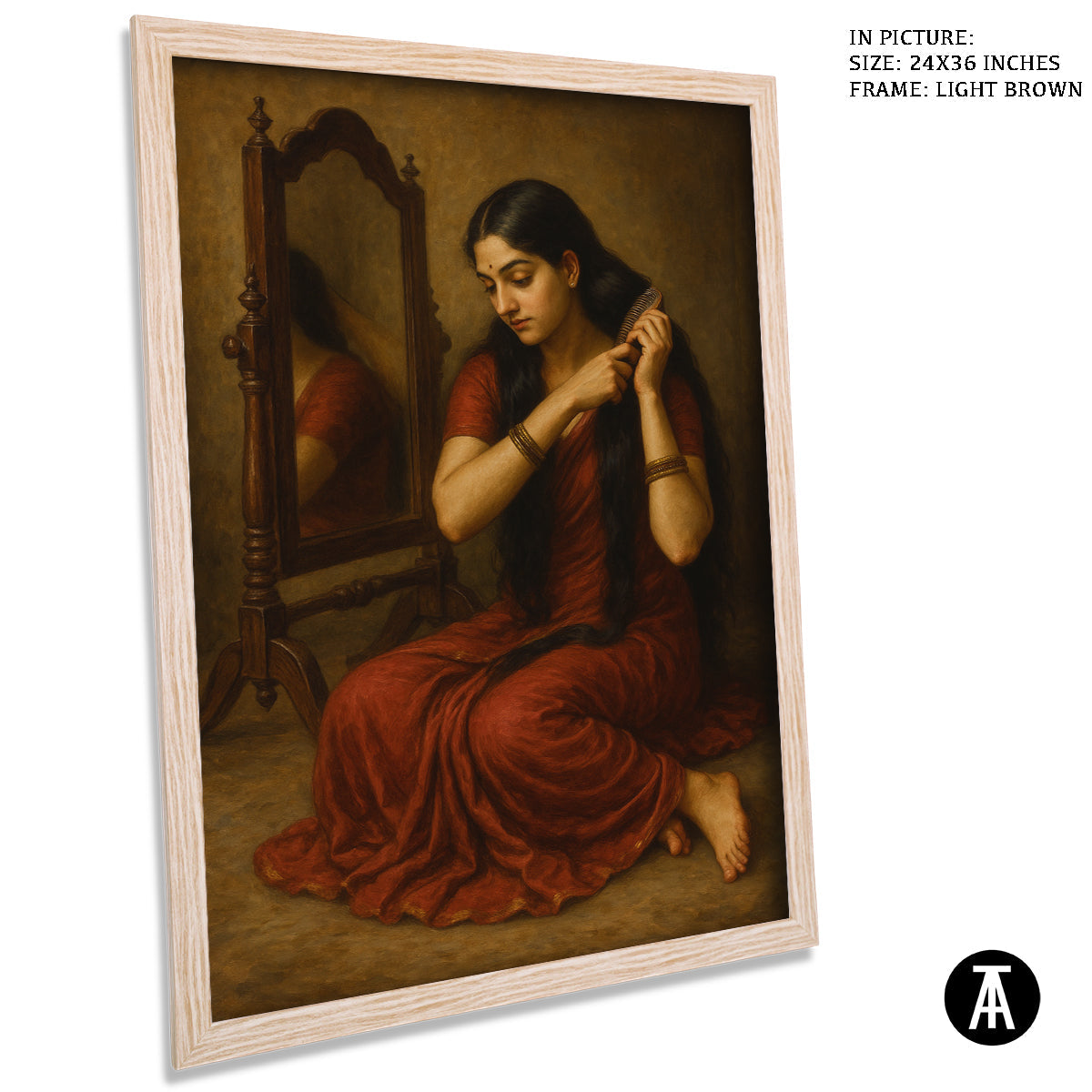 Artwork in Light Brown Frame