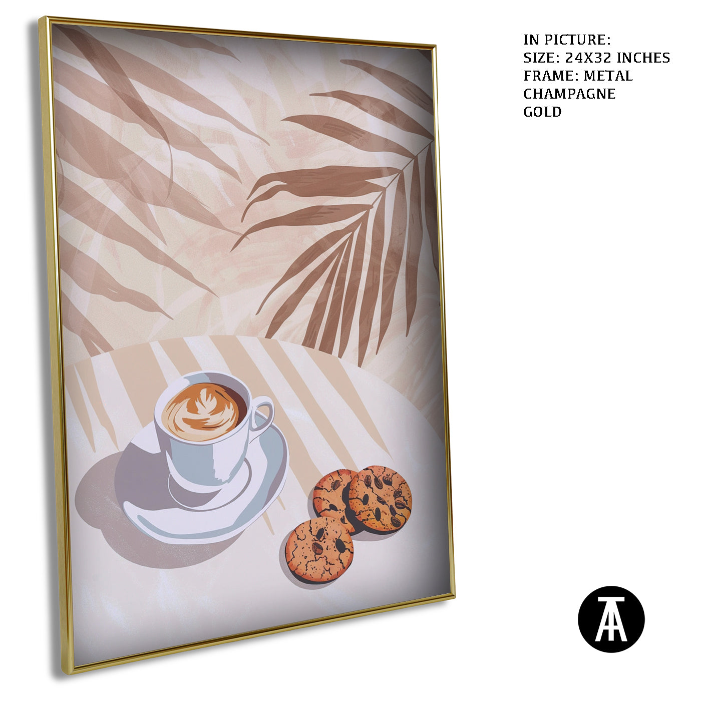 Artwork in Metal Champagne Gold Frame