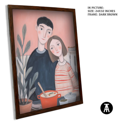 Artwork in Dark Brown Frame