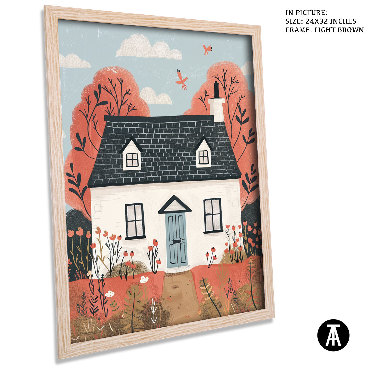 Artwork in Light Brown Frame