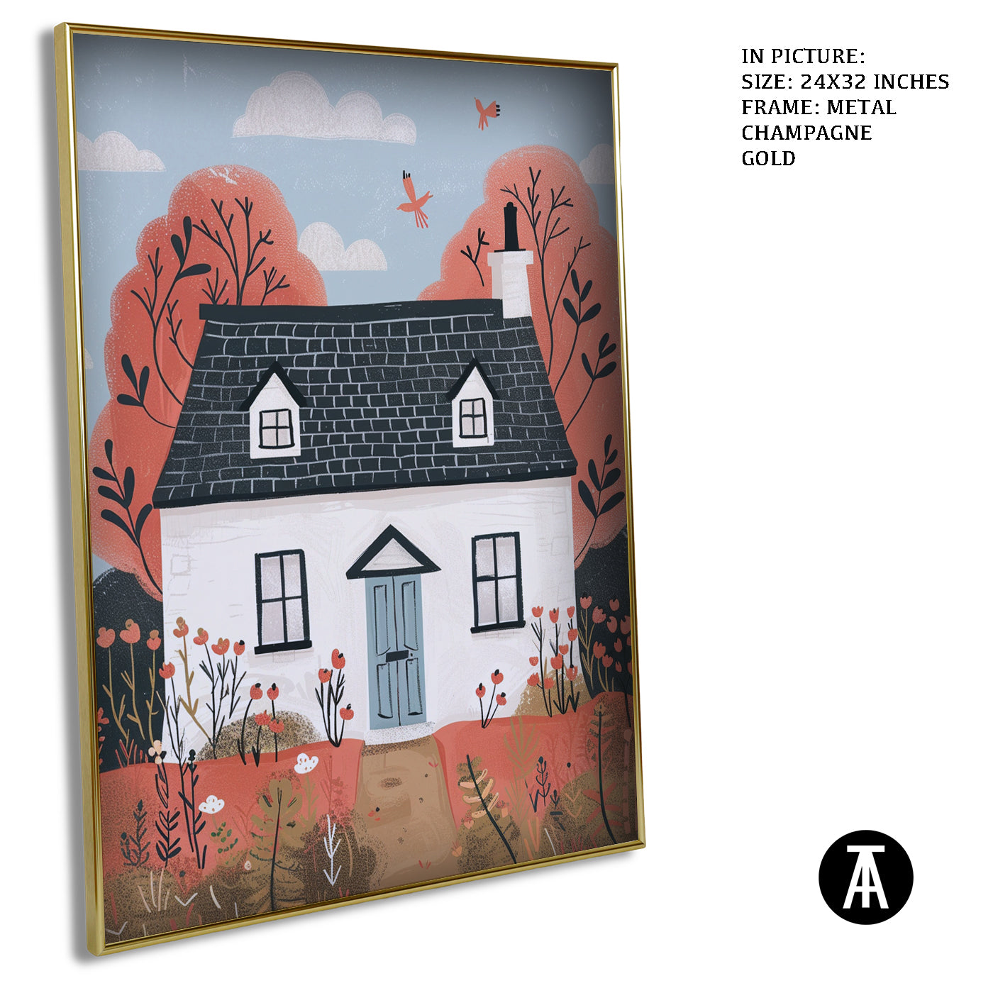 Artwork in Metal Champagne Gold Frame