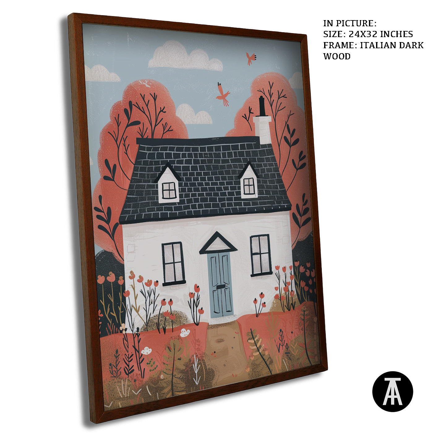 Artwork in Dark Wood Frame