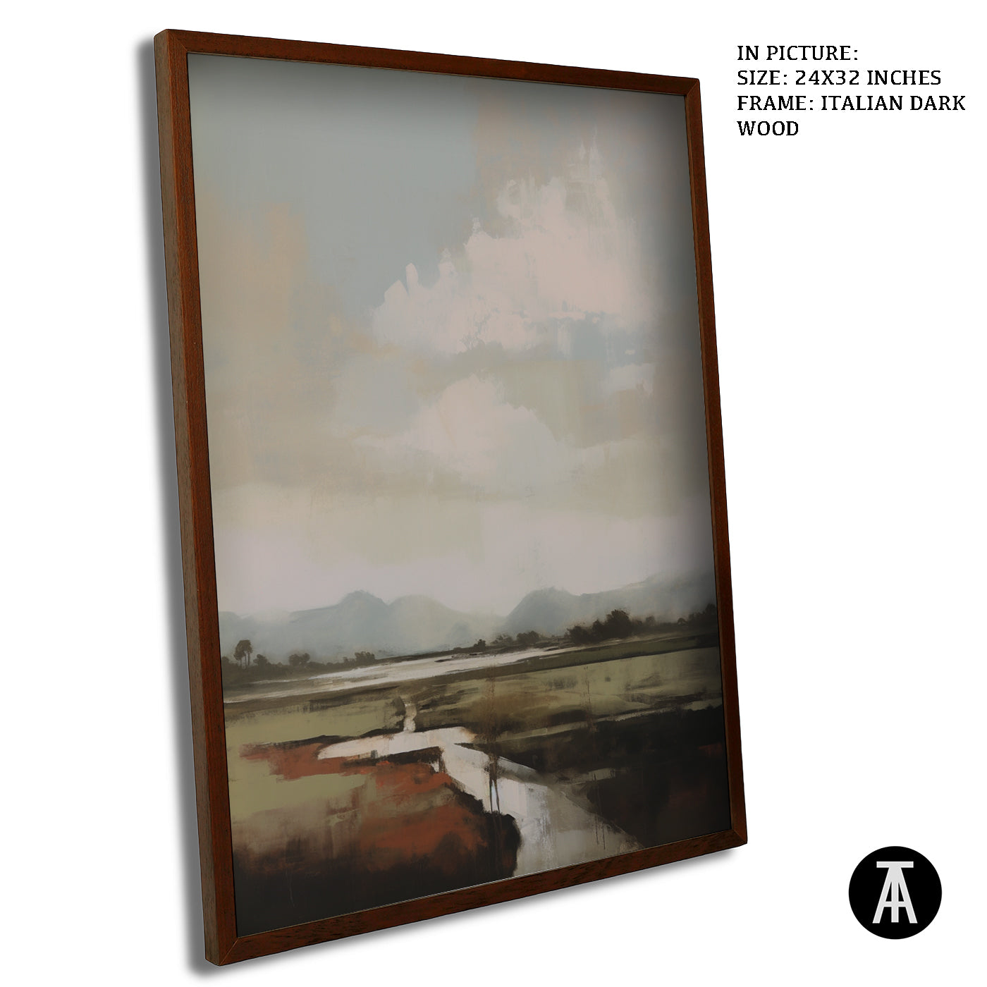 Artwork in Dark Wood Frame