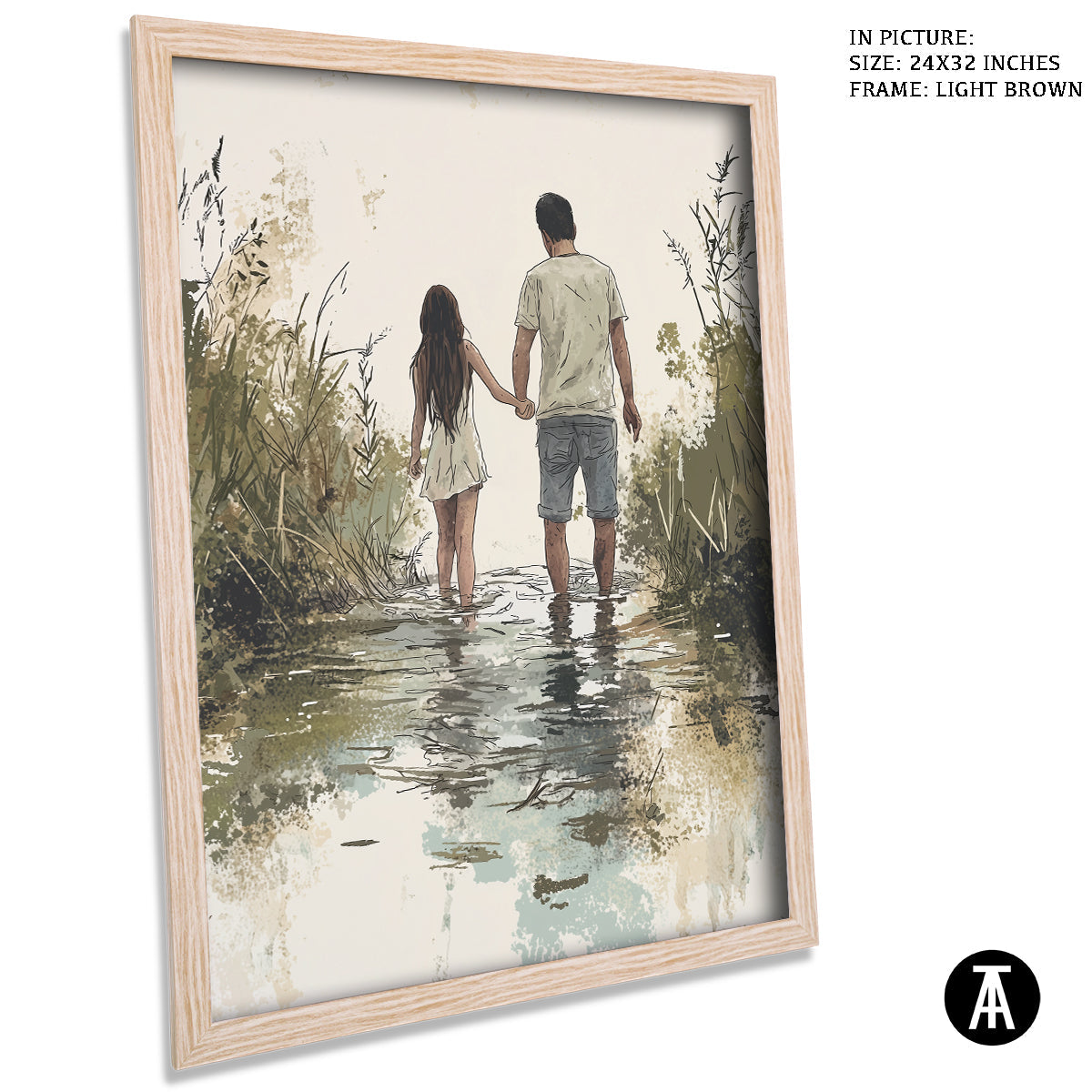 Artwork in Dark Brown Frame