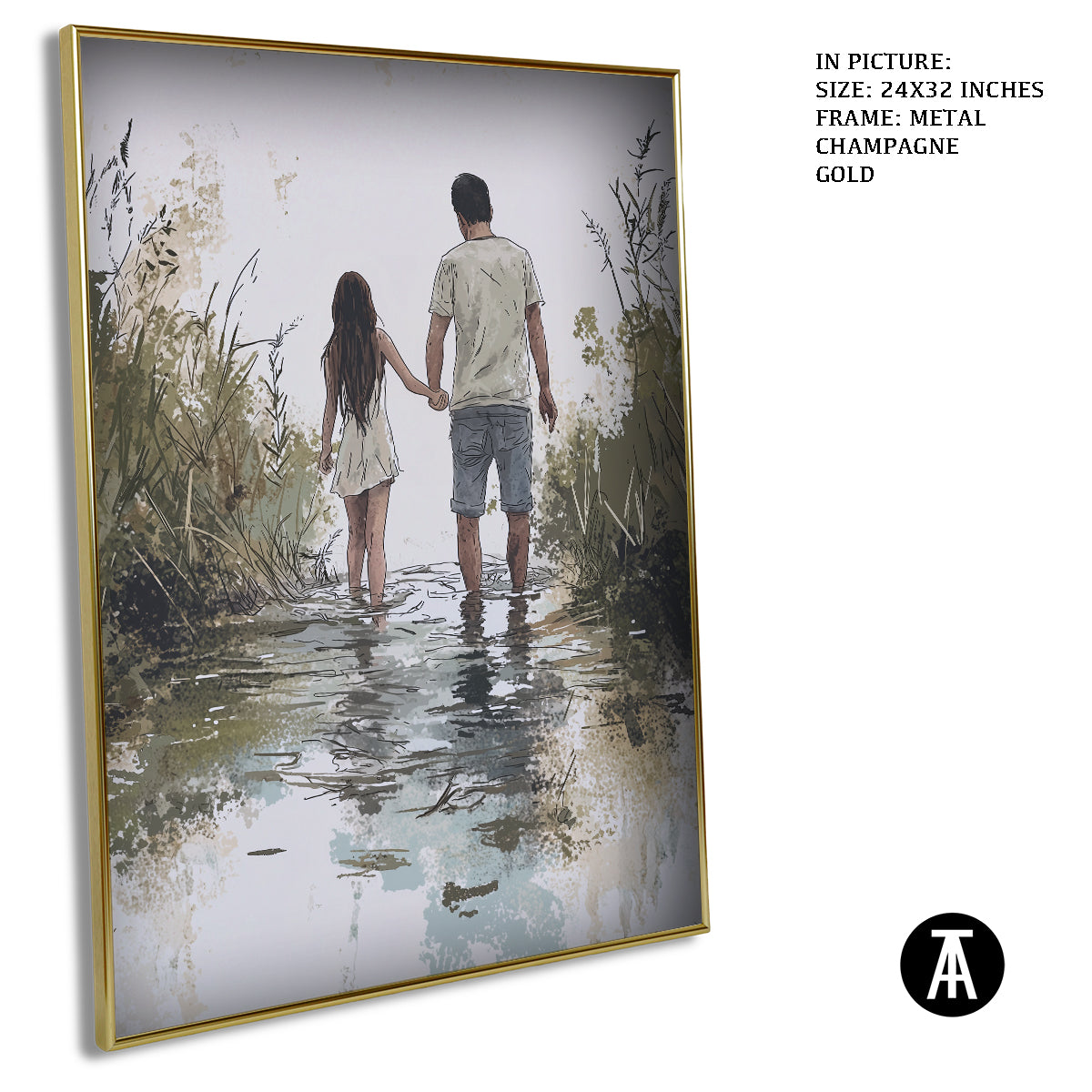 Artwork in Light Brown Frame