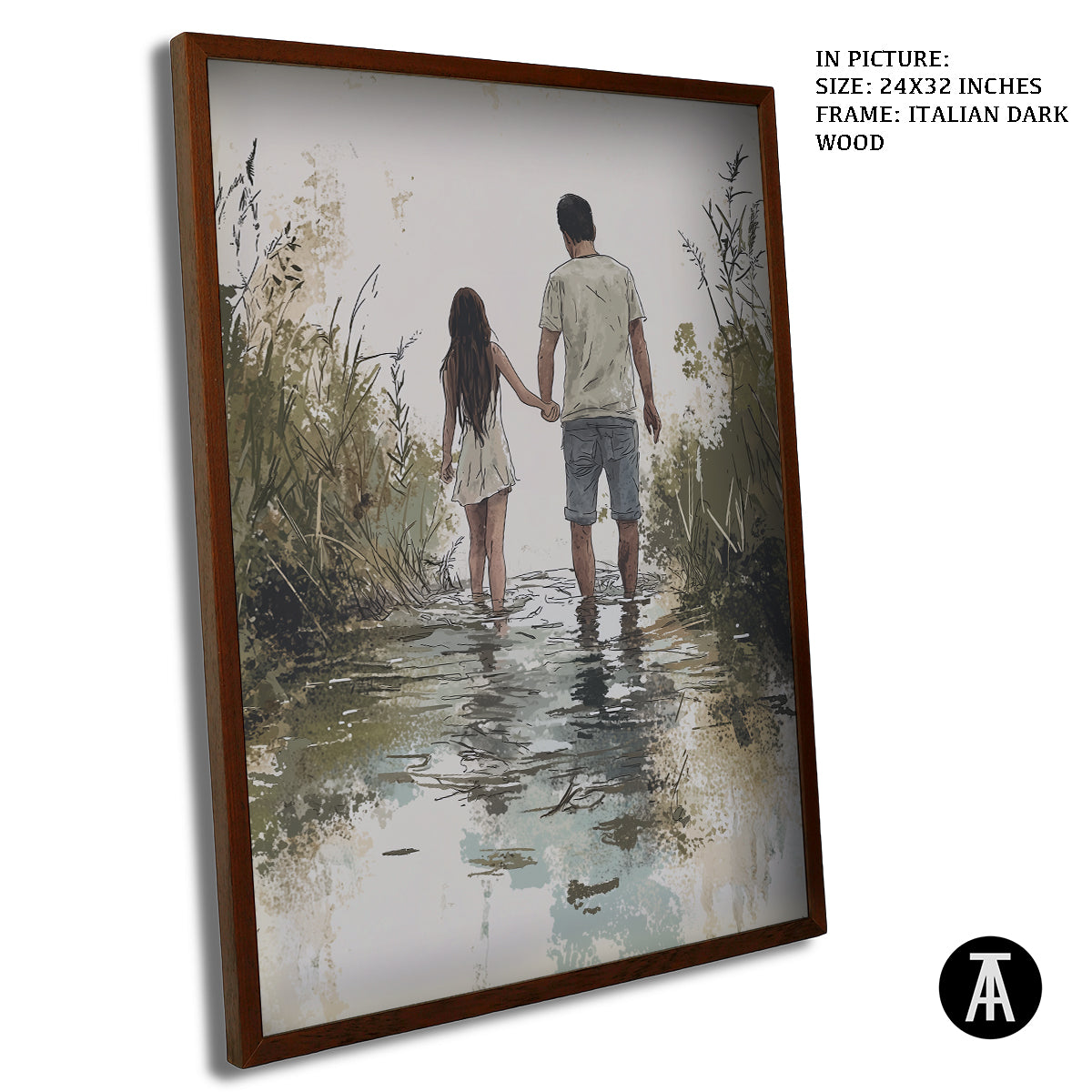 Artwork in Dark Wood Frame