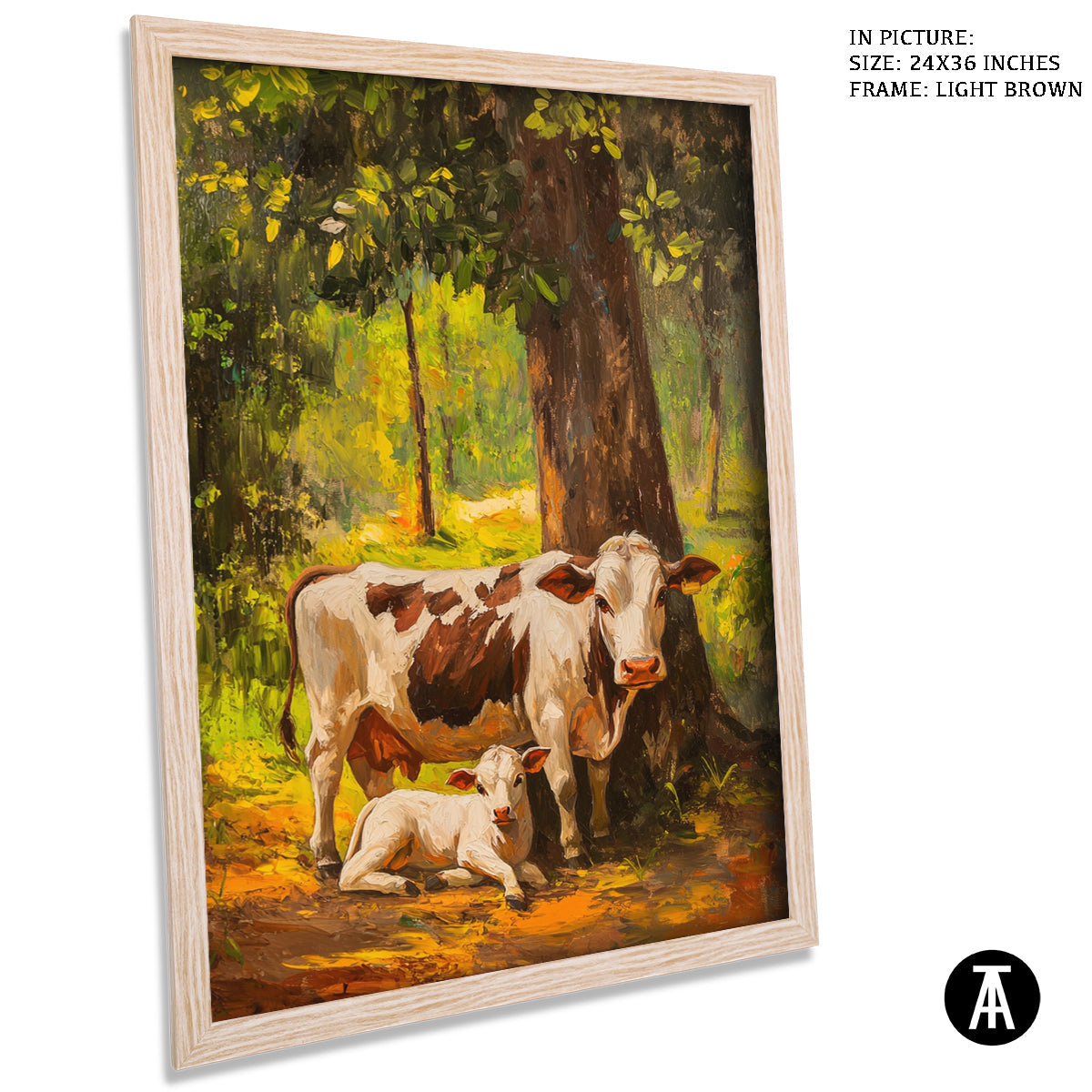 Artwork in Light Brown Frame
