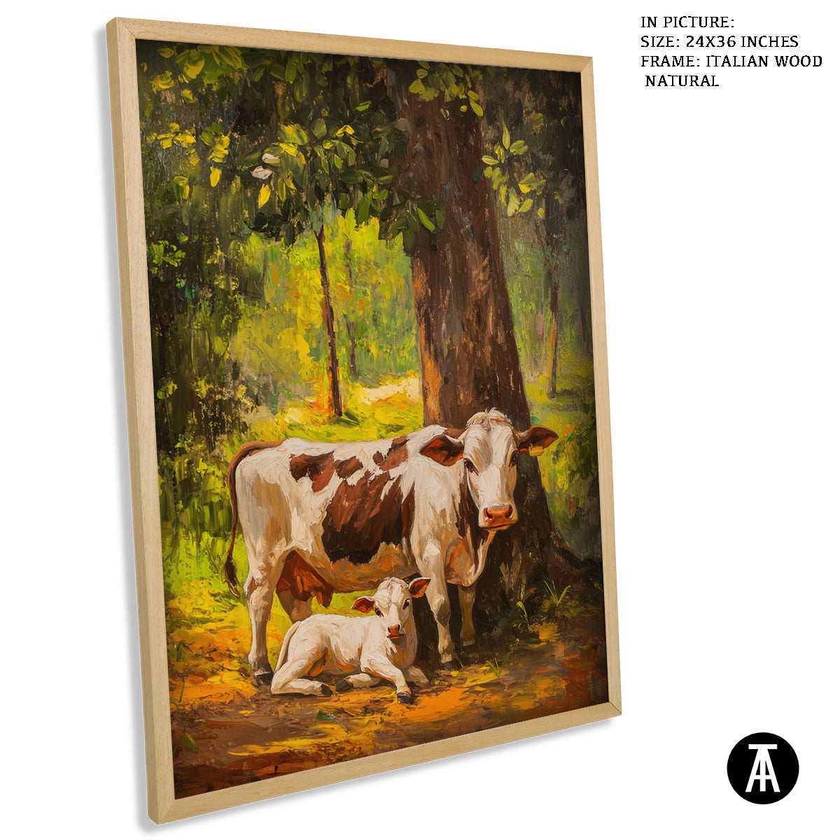 Artwork in Natural Wood Frame