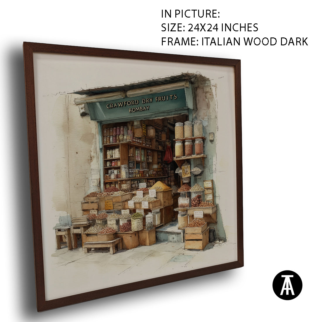 Artwork in Dark Wood Frame