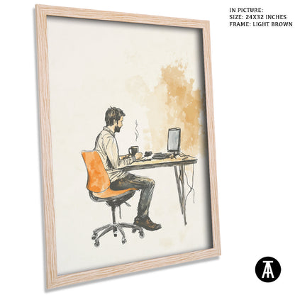 Artwork in Dark Brown Frame