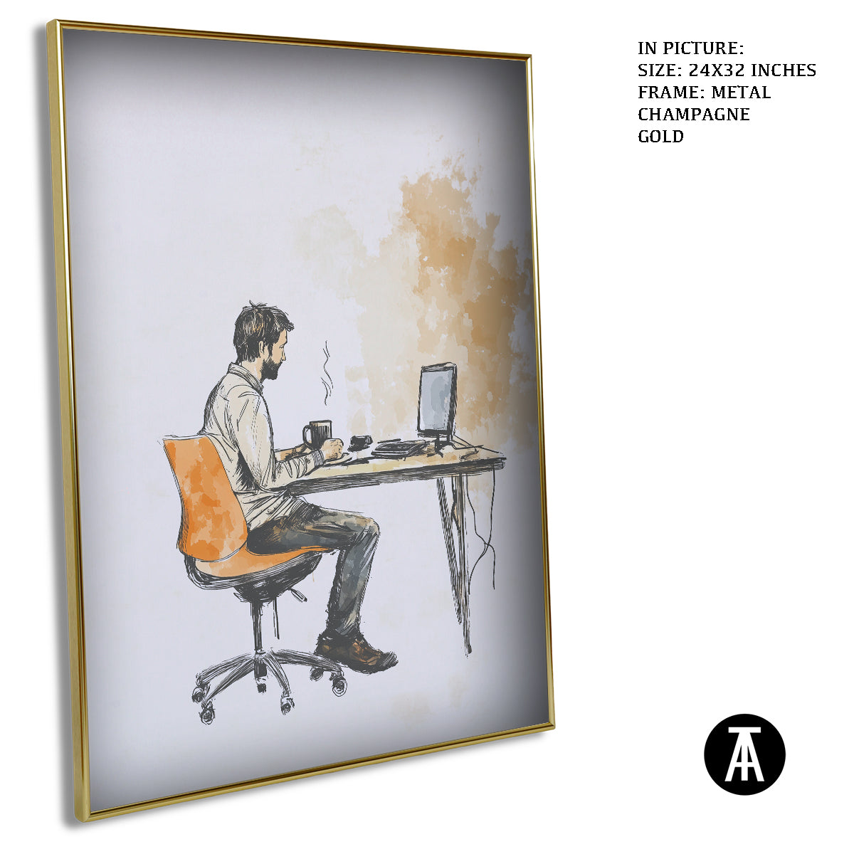 Artwork in Light Brown Frame