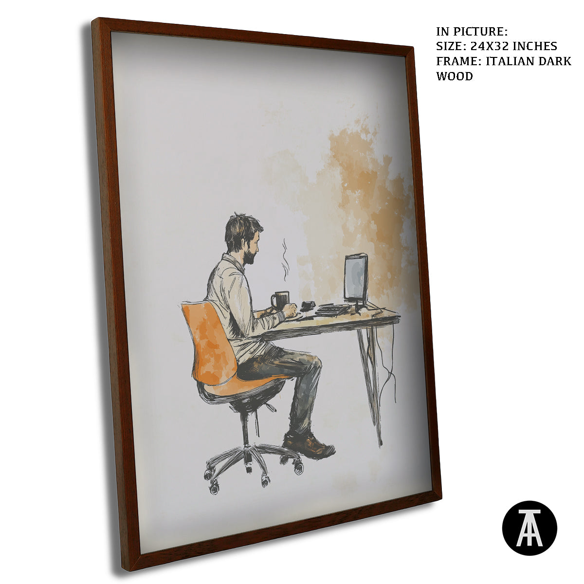 Artwork in Dark Wood Frame