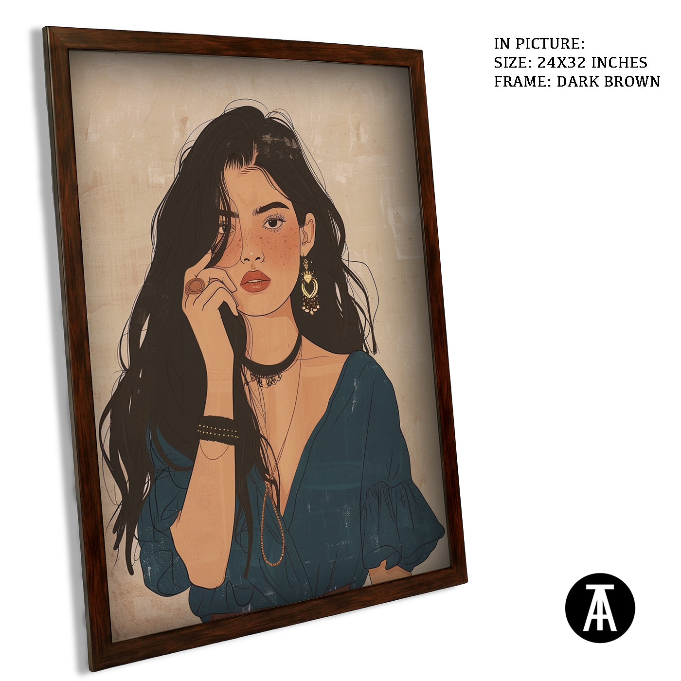 Artwork in Dark Brown Frame