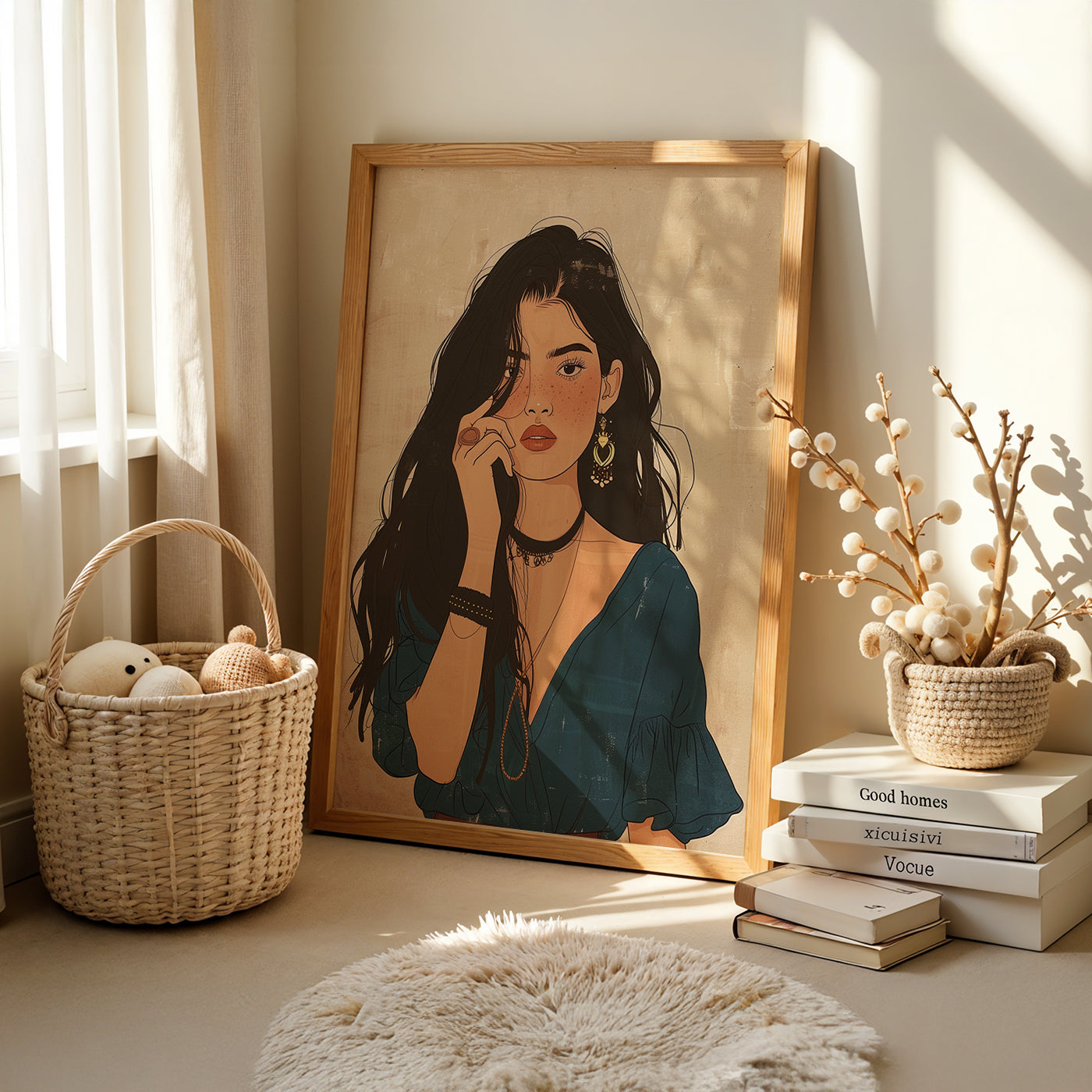 Boho Art Painting in a Lifestyle Setting