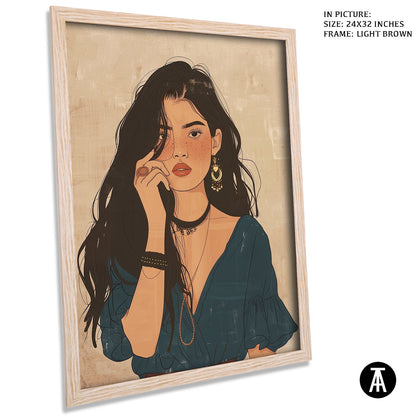 Artwork in Light Brown Frame