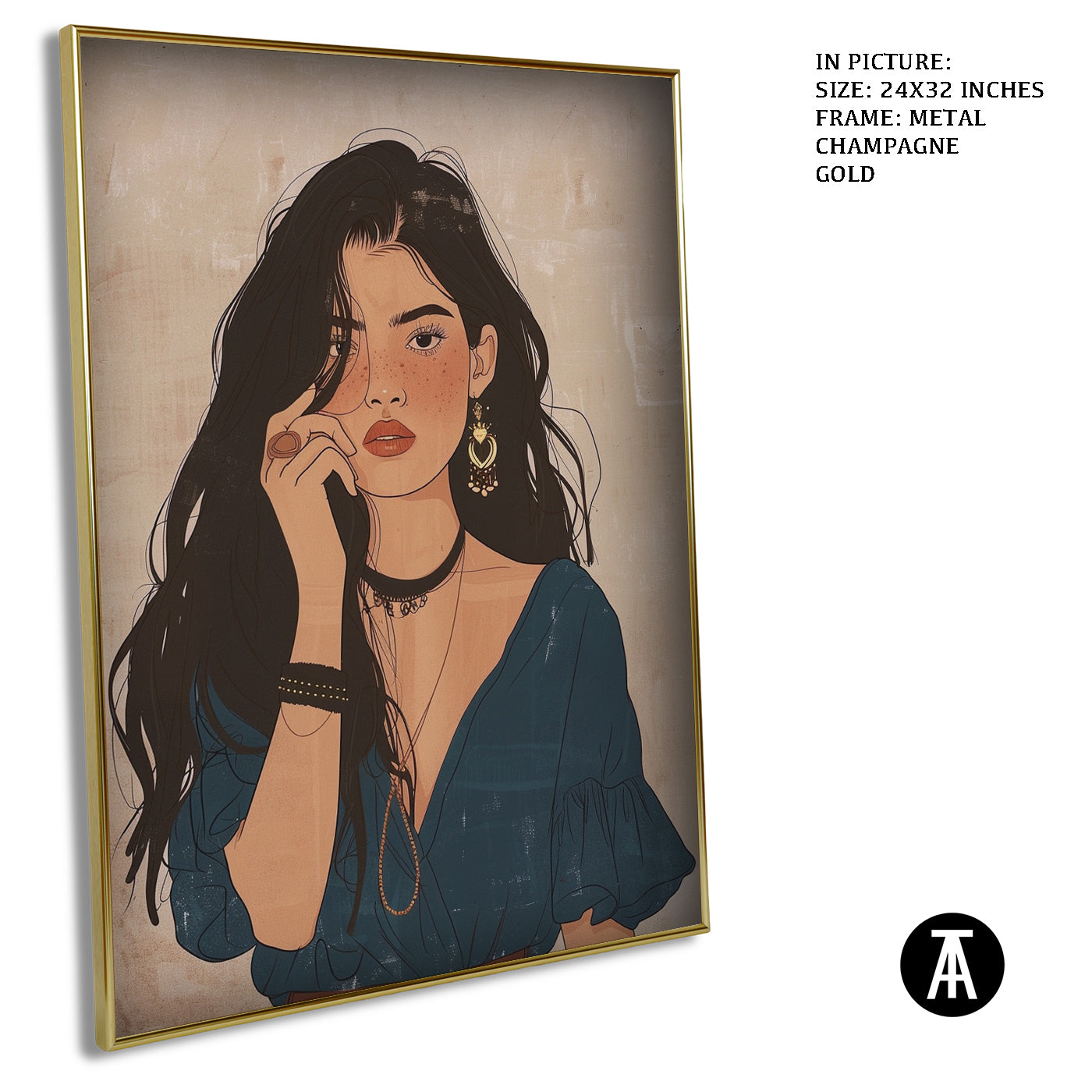 Artwork in Metal Champagne Gold Frame
