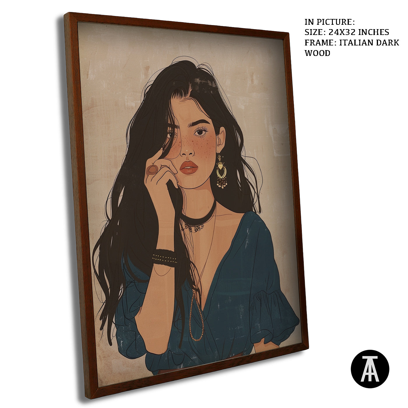 Artwork in Dark Wood Frame