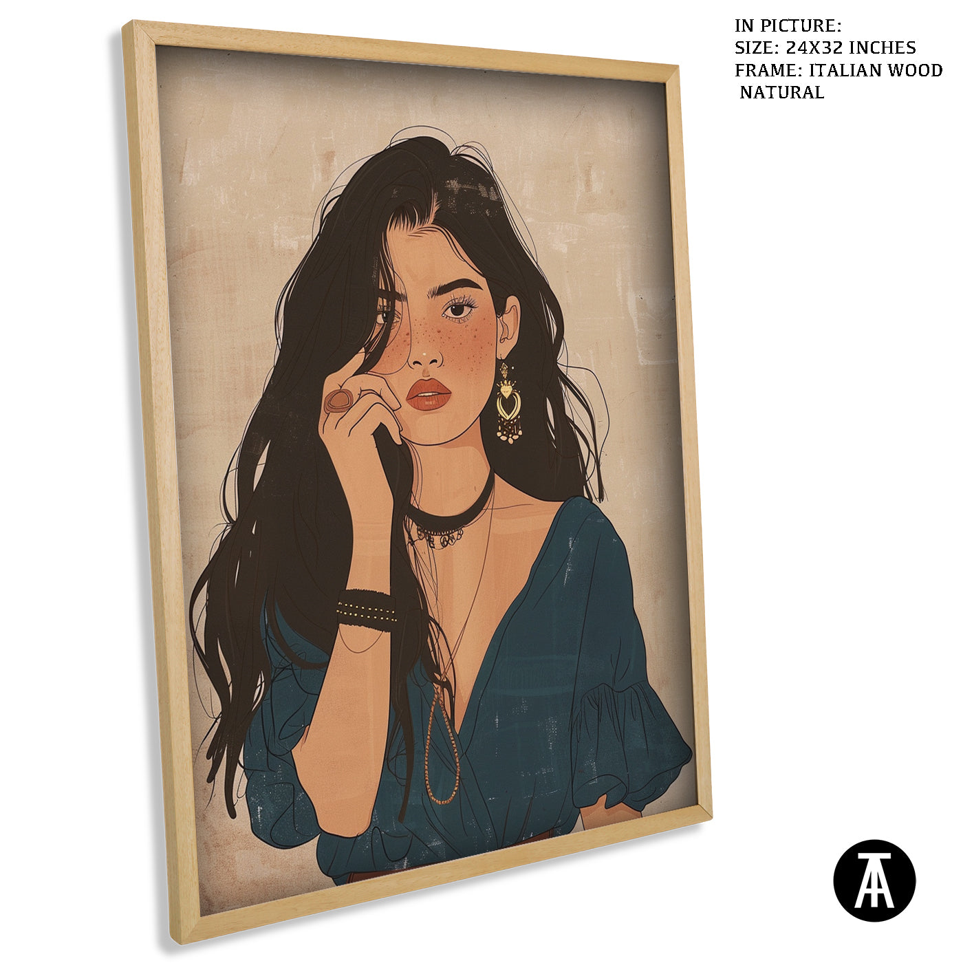 Artwork in Natural Wood Frame