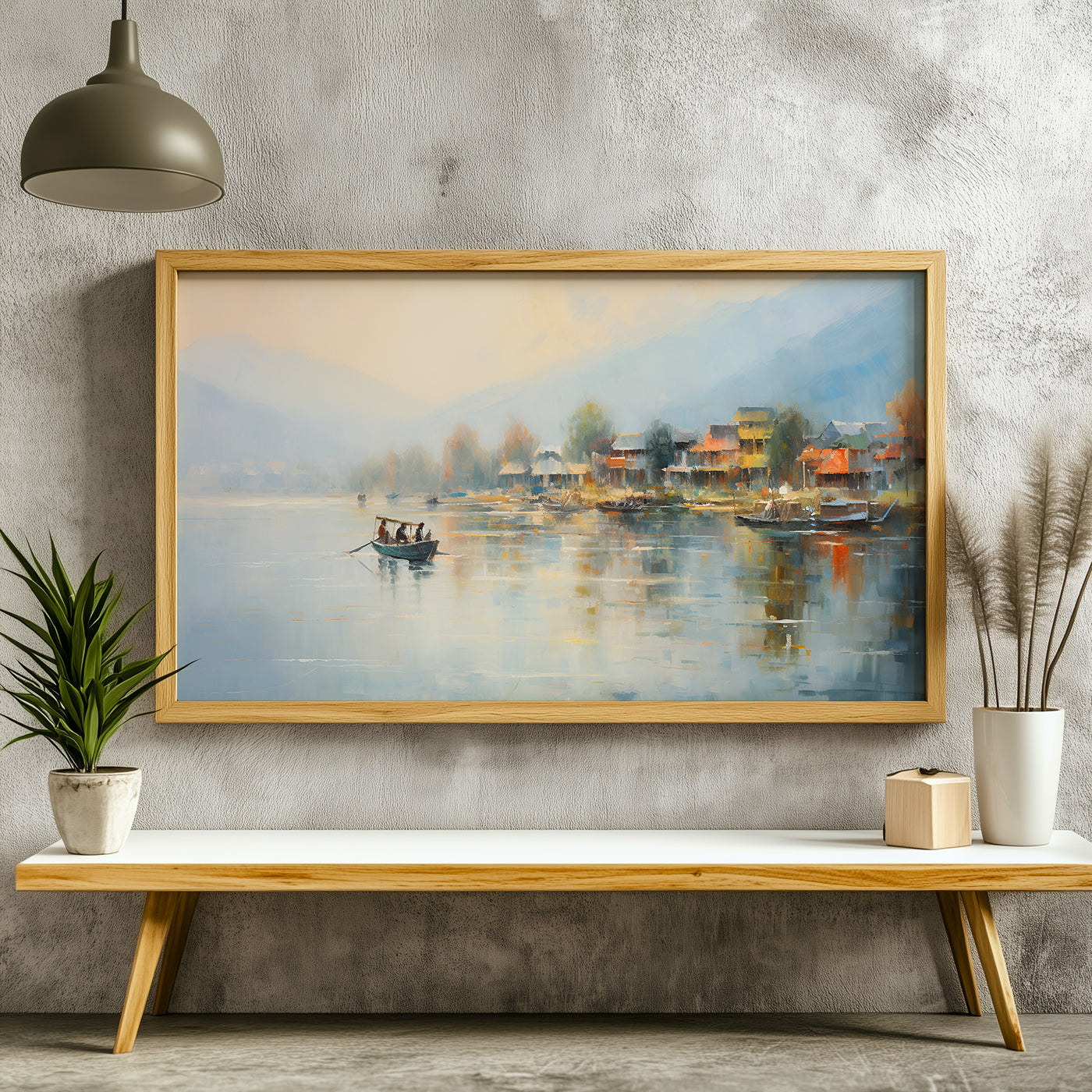 Panoramic Indian Painting in a Lifestyle Setting