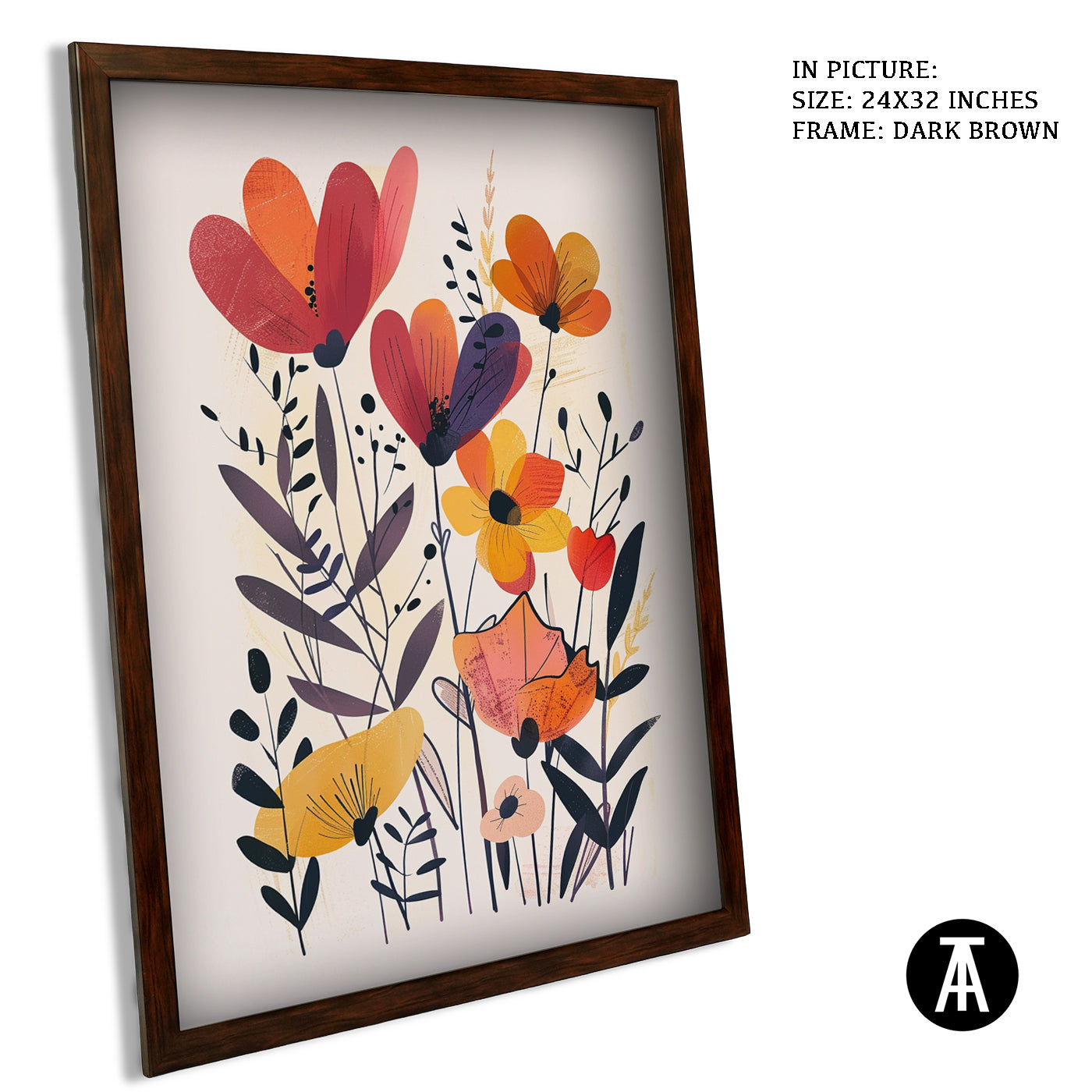 Artwork in Dark Brown Frame