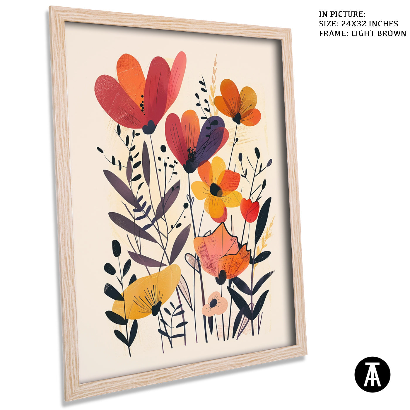 Artwork in Light Brown Frame
