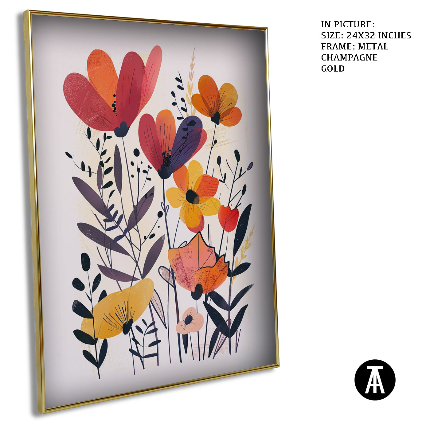 Artwork in Metal Champagne Gold Frame