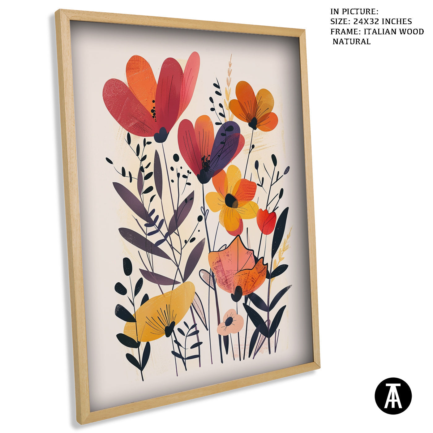 Artwork in Natural Wood Frame
