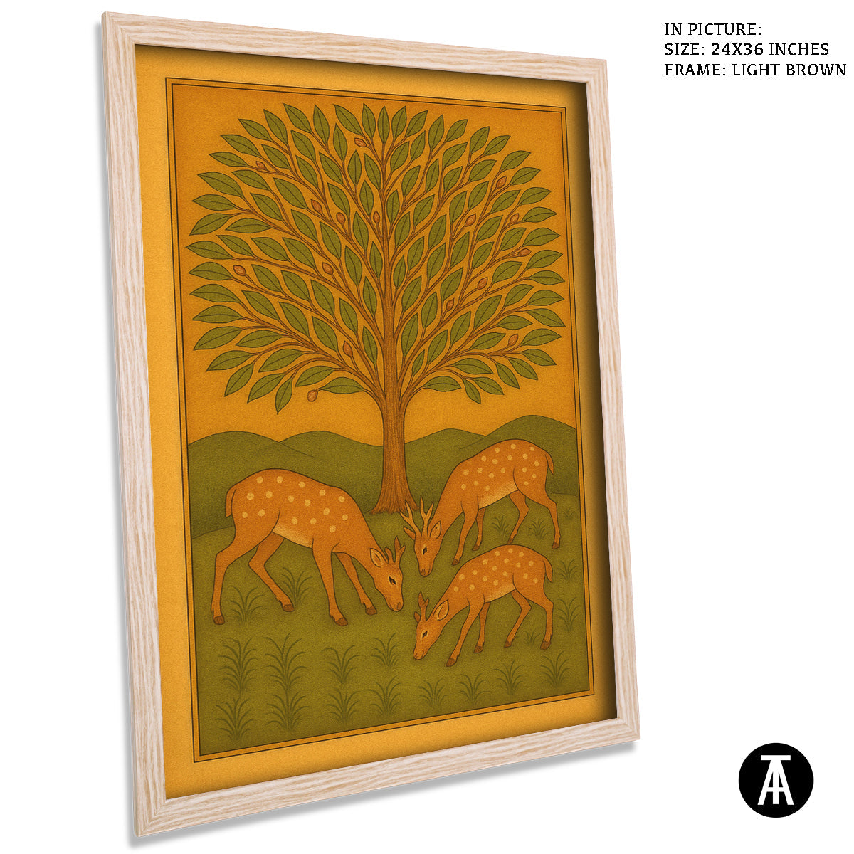 Artwork in Light Brown Frame