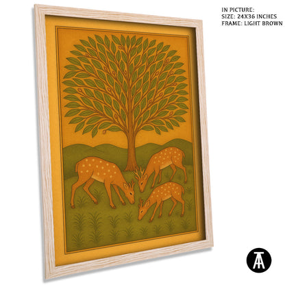 Artwork in Light Brown Frame
