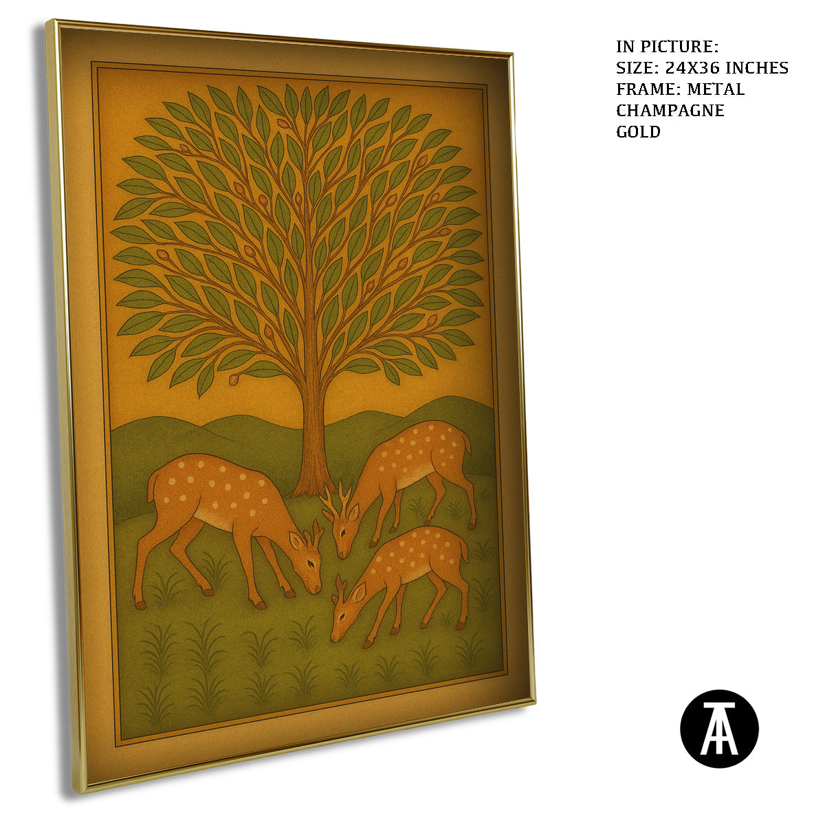 Artwork in Metal Champagne Gold Frame