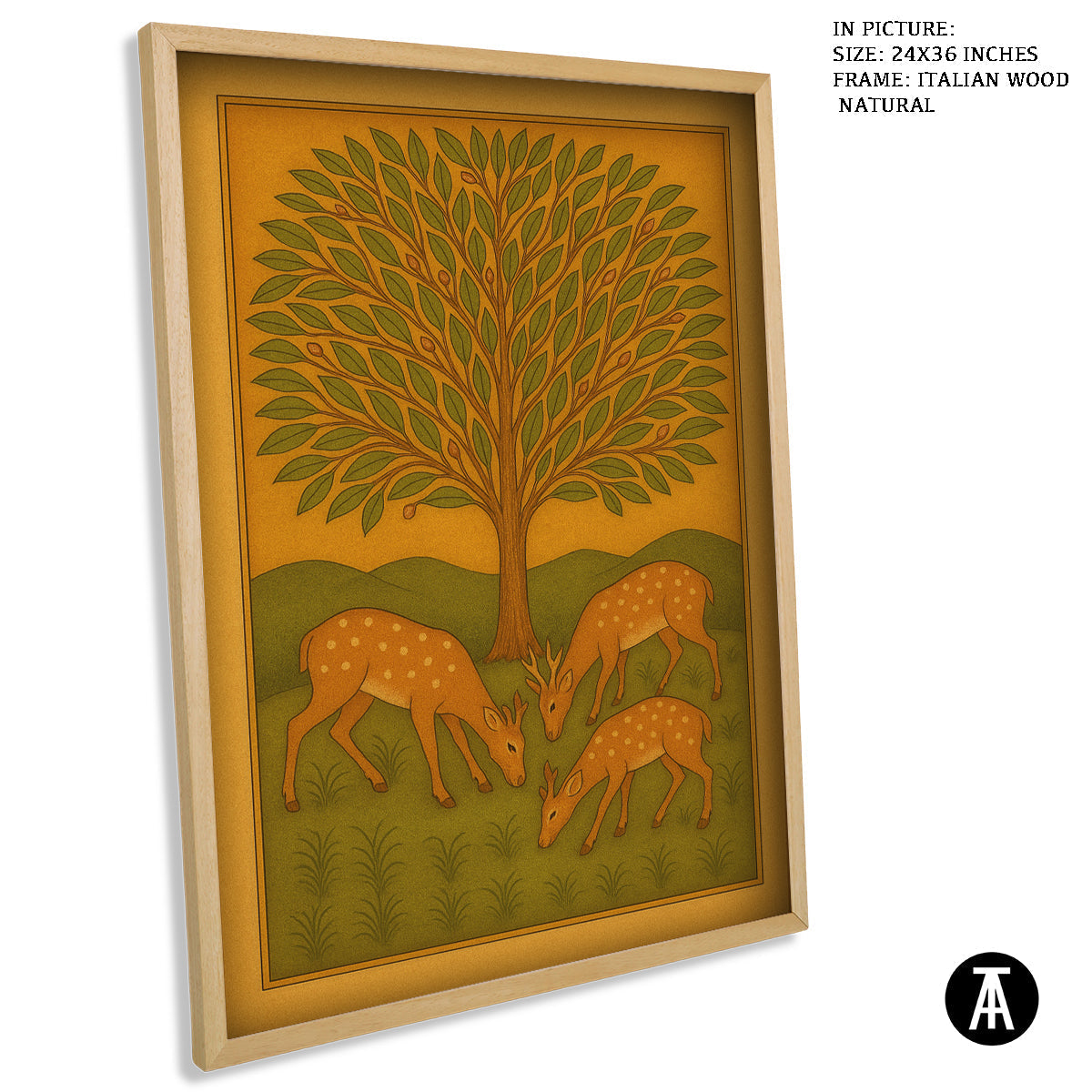 Artwork in Natural Wood Frame