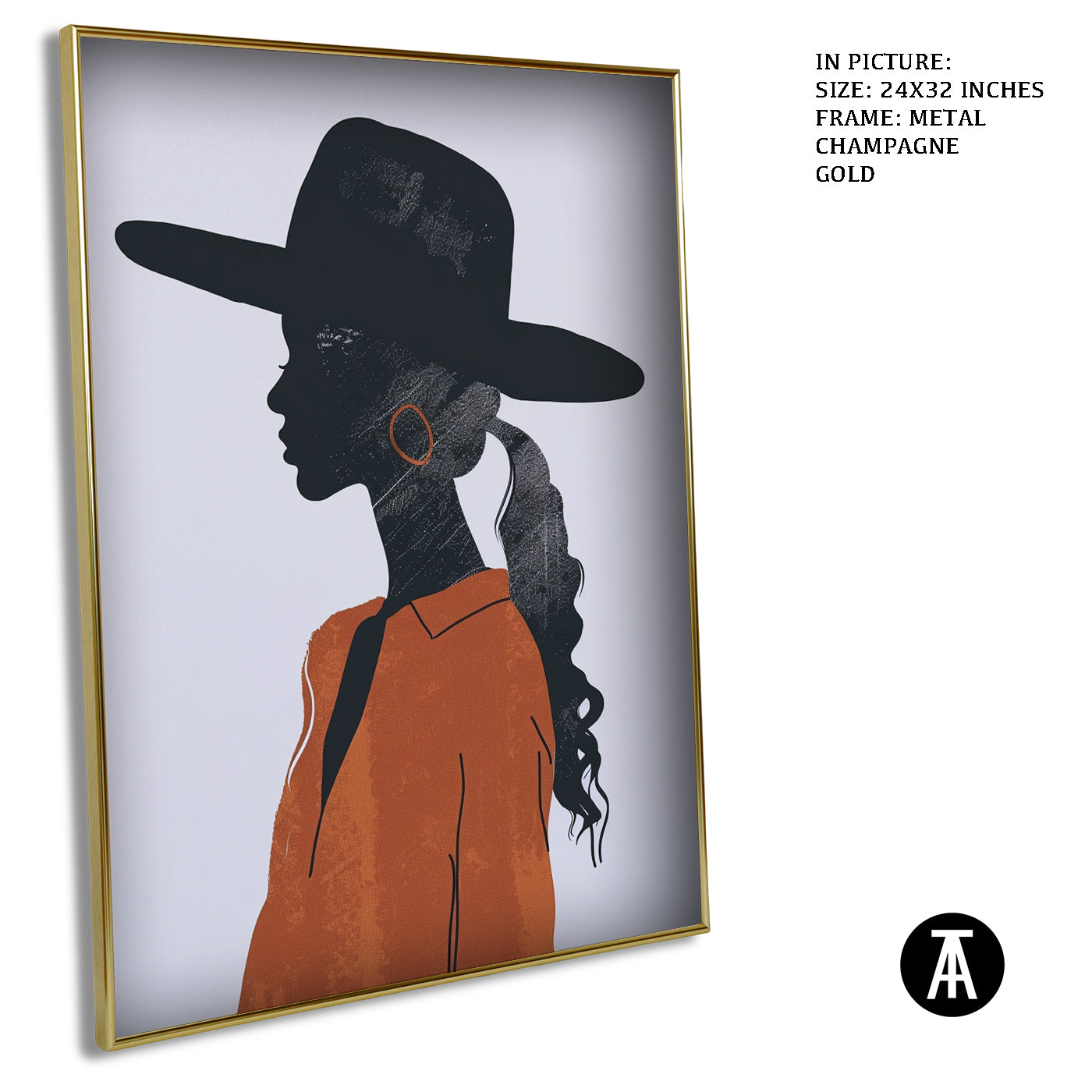 Artwork in Metal Champagne Gold Frame