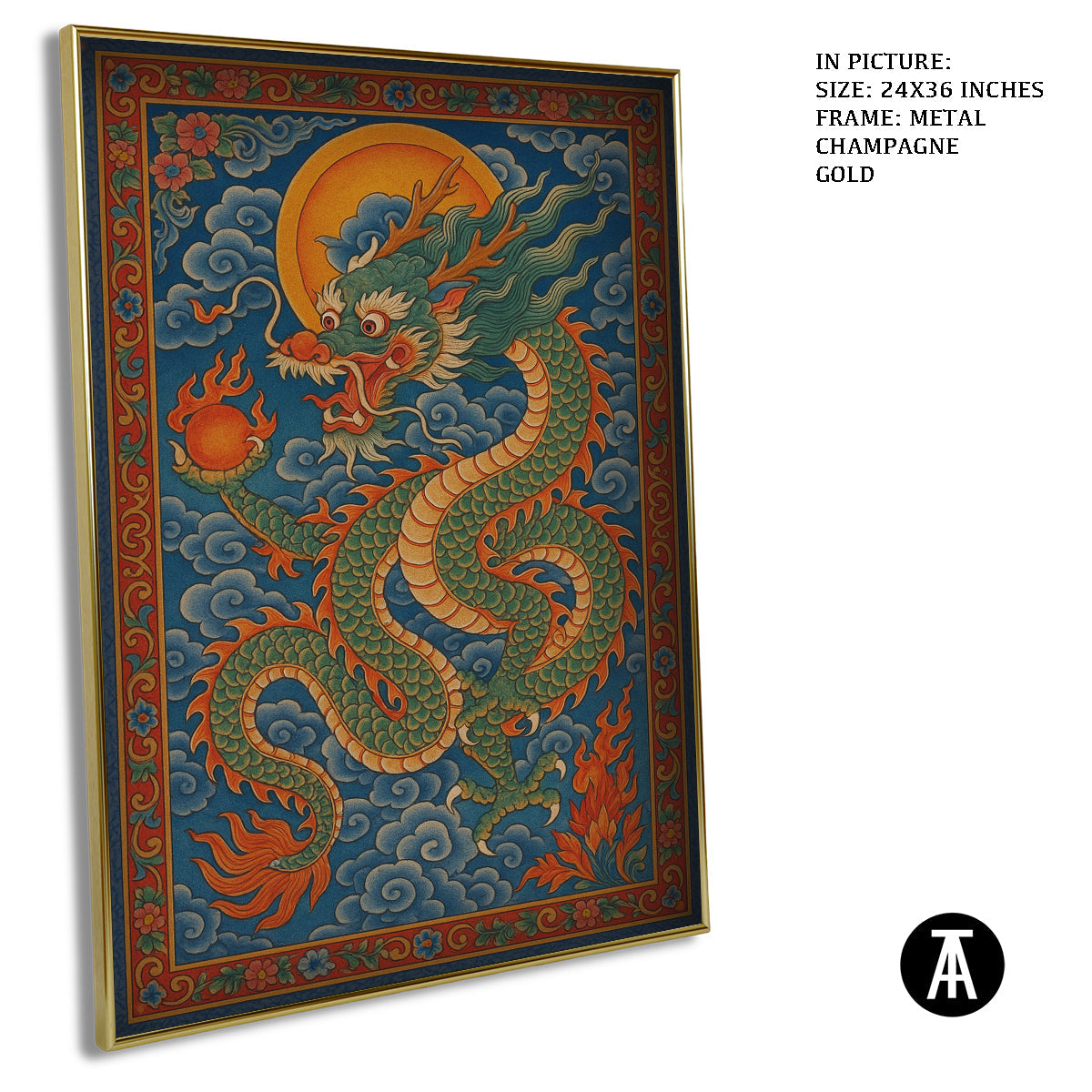 Artwork in Metal Champagne Gold Frame