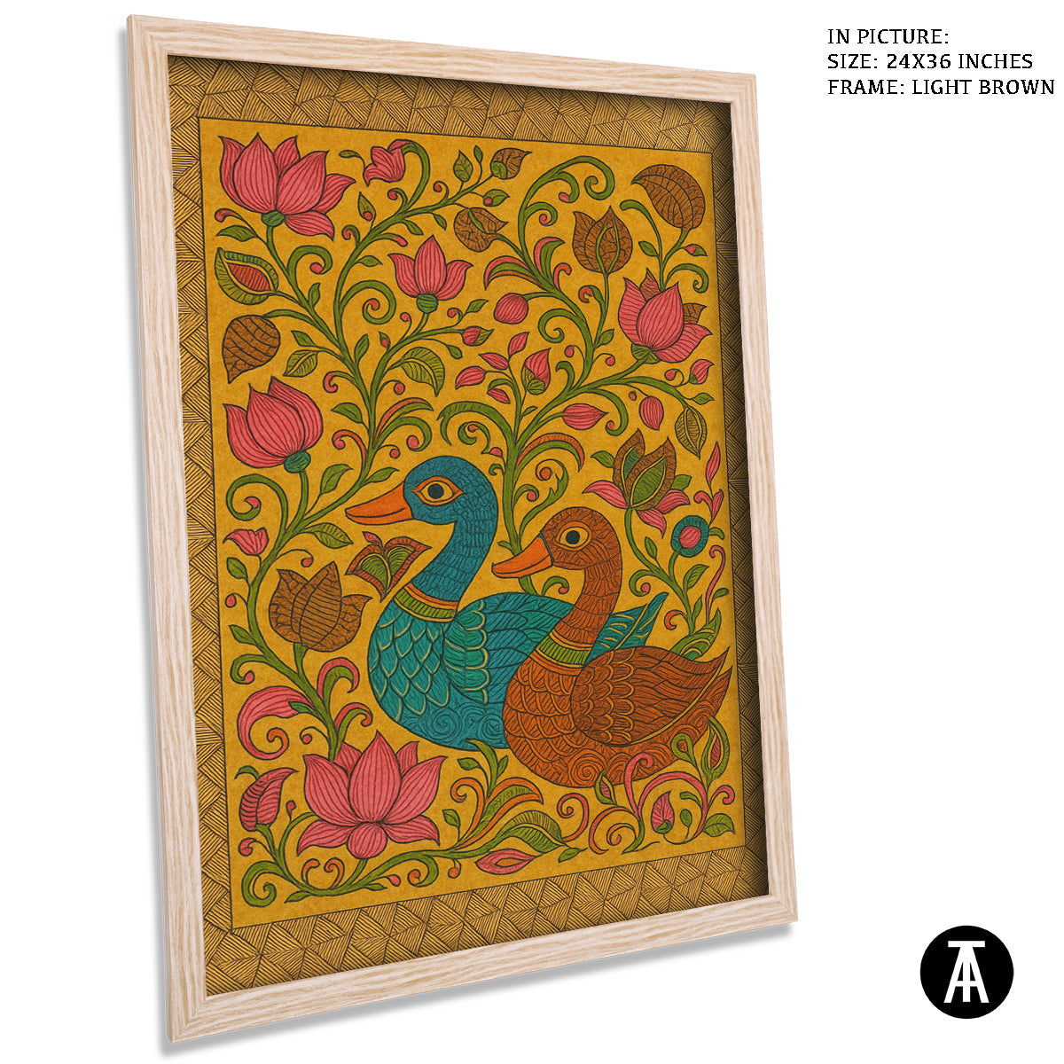 Artwork in Light Brown Frame