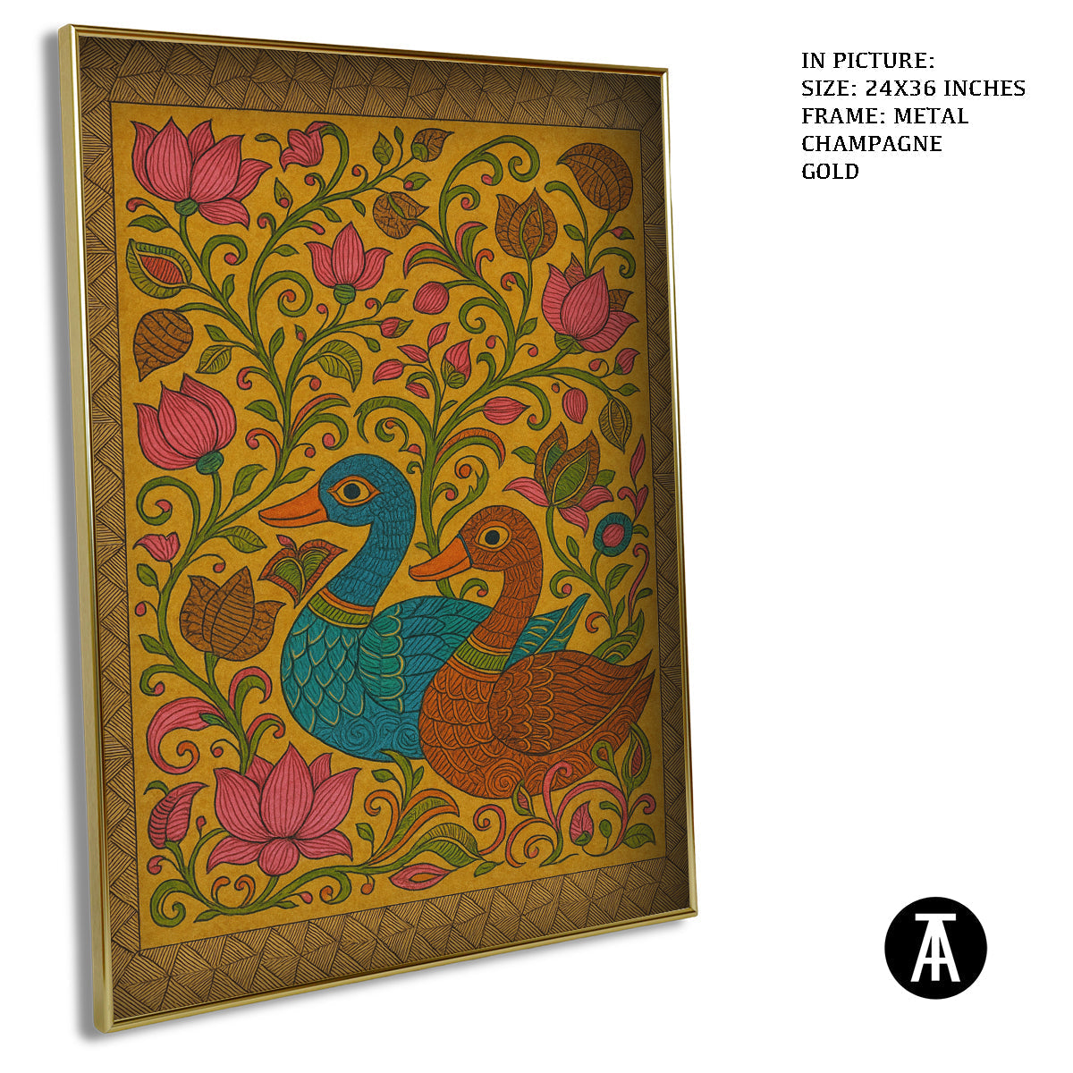 Artwork in Metal Champagne Gold Frame